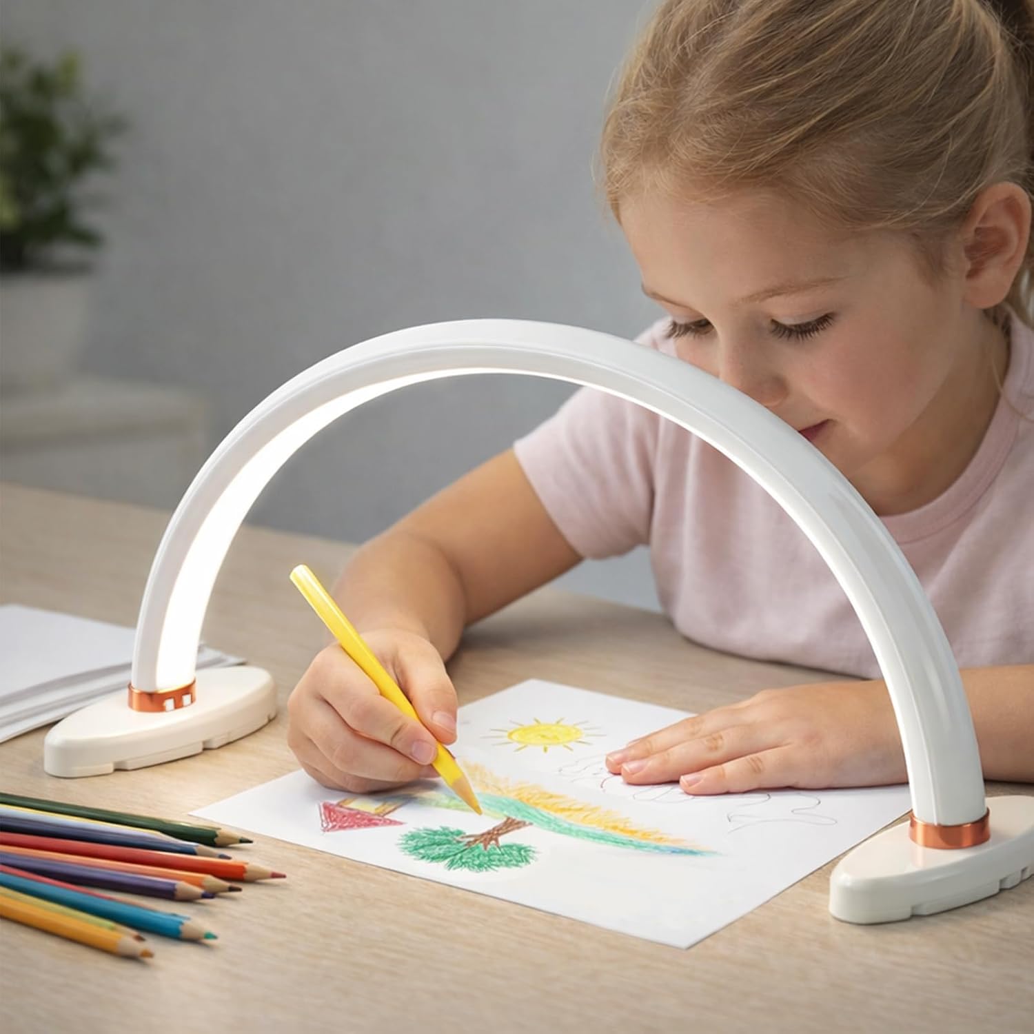 BZJ 16-Inch Half Moon Nail Light for Desk Portable Nail Art Table Lamp with Adjustable Brightness and Color Temperature for Beauty Eyelash Extensions Tattoo Crafts